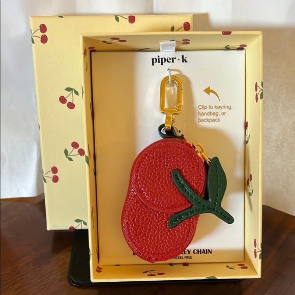 Piper K | Cherry 🍒 Bag Charm w/Zipper Pocket - Picture 1 of 6